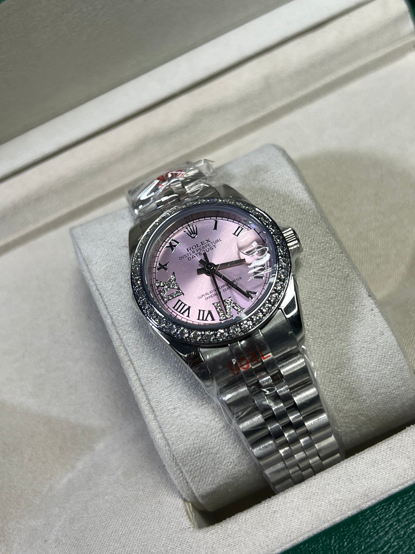 Rolex Datejust — Carátula Rosada, Bisel de Diamantes