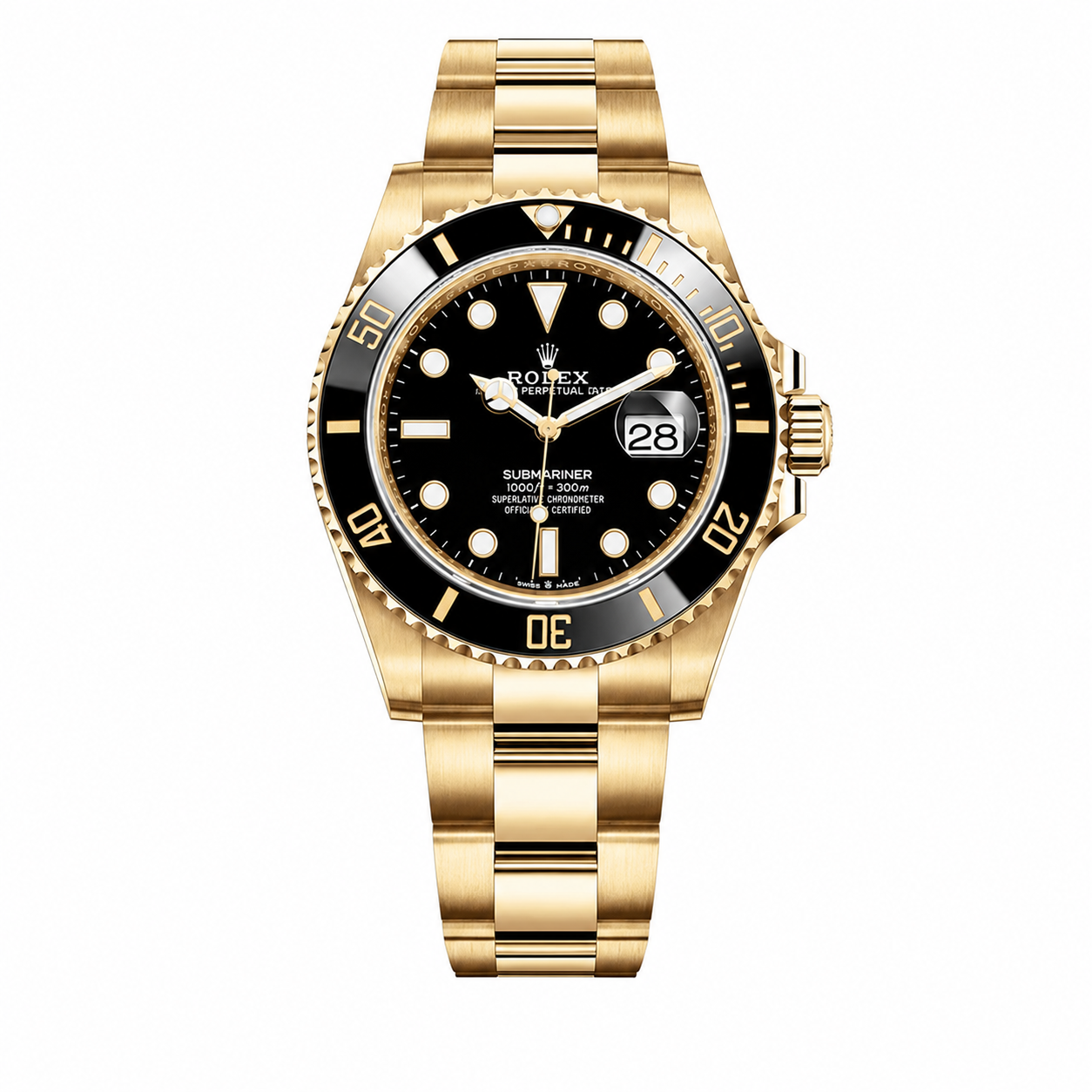 Rolex Submariner Date Oro — Carátula Negra, Bisel Negro