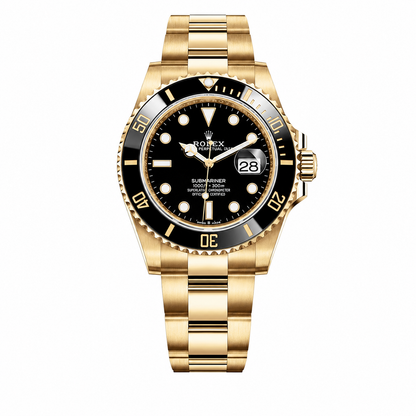 Rolex Submariner Date Oro — Carátula Negra, Bisel Negro