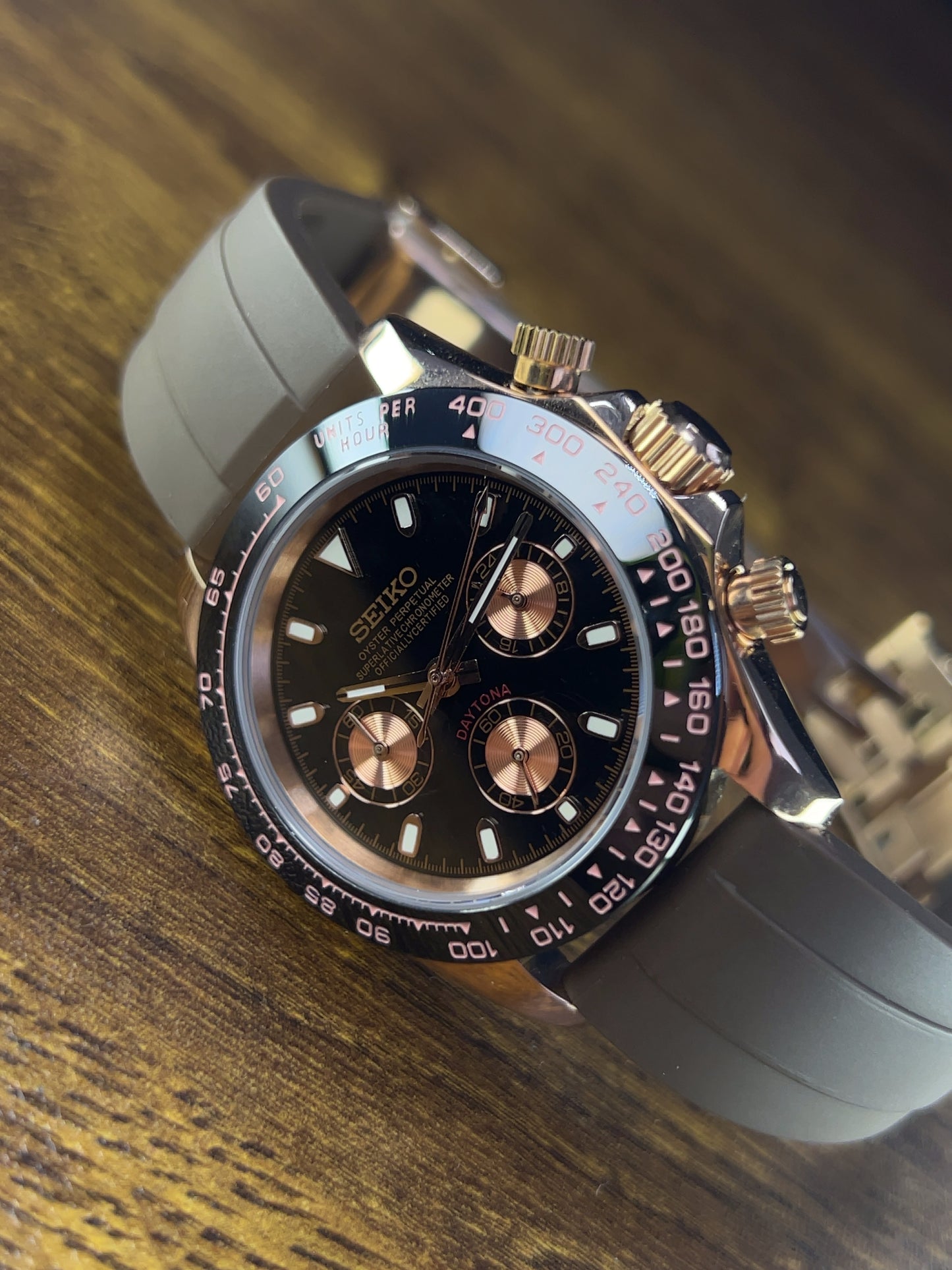 Seiko Mod Daytona Oysterflex Gold Rose