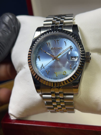 Seiko Mod Datejust Blue Light Arabic