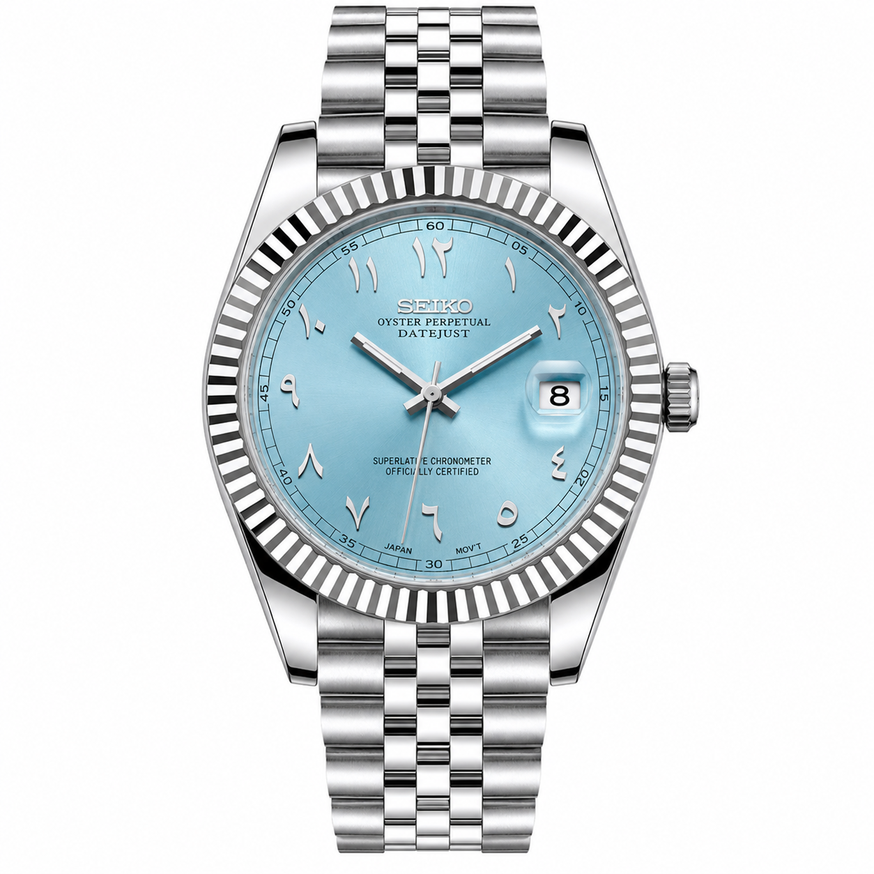 Seiko Mod Datejust Blue Light Arabic