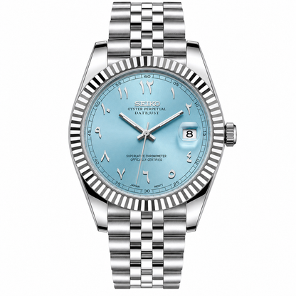 Seiko Mod Datejust Blue Light Arabic