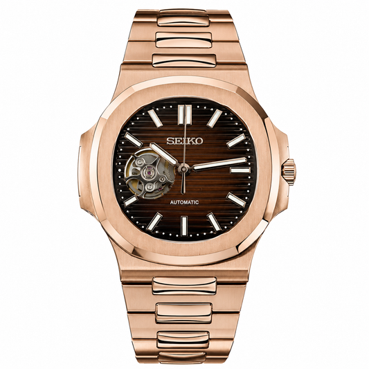 Seiko Mod Nautilus Gold rose