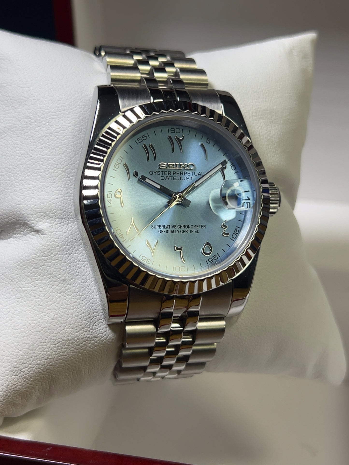 Seiko Mod Datejust Blue Light Arabic