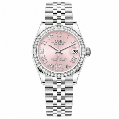Rolex Datejust — Carátula Rosada, Bisel de Diamantes